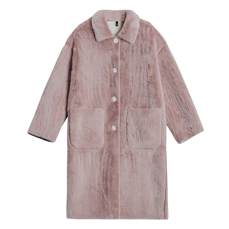 

Unua amo Winter Coat Women Long Single-breasted Fluff Overcoat 2021 Fashion High Quality Faux Leather Fur Jacket Female YY087A