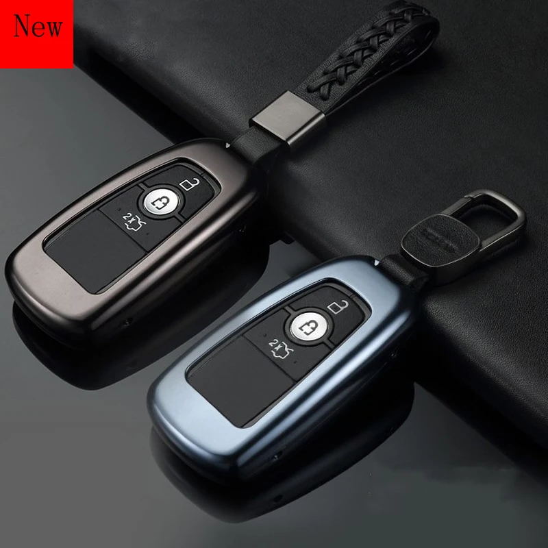 

High-Quality Aluminium Alloy Car Smart Key Case Cover for Ford New Mondeo Sharp Circle Mustang Explorer 2018 Car Accessories