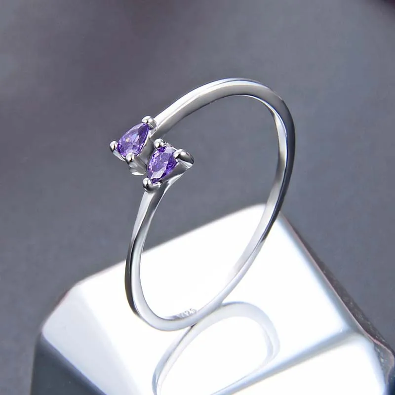 Bague Ringen, новинка, 3 цвета, Женское кольцо на палец, хвост, кольцо, S925 Стерлинговое Серебро, ювелирное изделие, Кристальное сердце, креативный прекрасный подарок - Цвет камня: purple