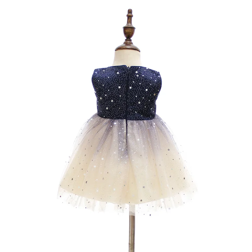 Платье со звездами одежда для дня рождения с блестками маленьких девочек Одежда 3