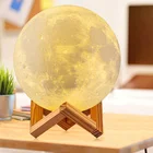 Ночсветильник для спальни с 3D рисунком Луны, заряжаемый от USB Globular светильник, меняющий цвет, сенсорный и дистанционное управление, подарок для детей