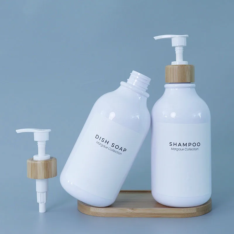 

Shampoo Conditioner Pump Dispenser Bottle White Elegant Refillable Empty Lotion Shower Plastic Soap Storage Bottles Jars