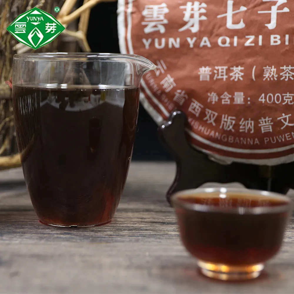 Pastel de t&eacute; de China Yunnan, T&eacute; Premium de 2014g, pu-erh Puwen Yunya Qizi, cuidado de la salud Shu pu-erh Cha-1