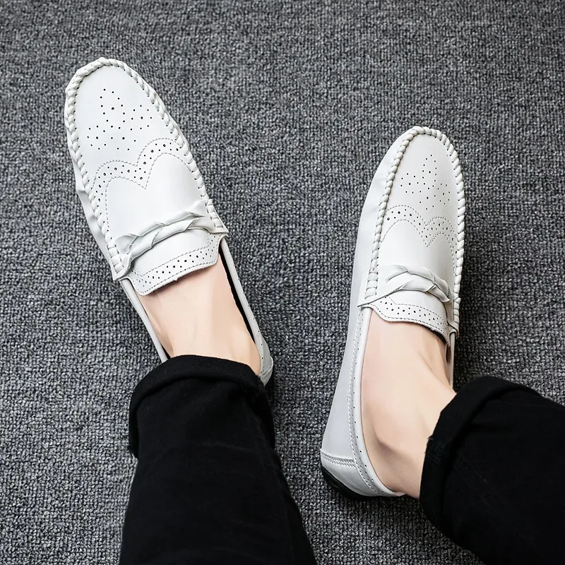 

Men's Loafers Slip On Leather Mens Loafers outdoor Fashion Classic Luxury Leather Mens Moccasin Shoes Breathable Black Shoes