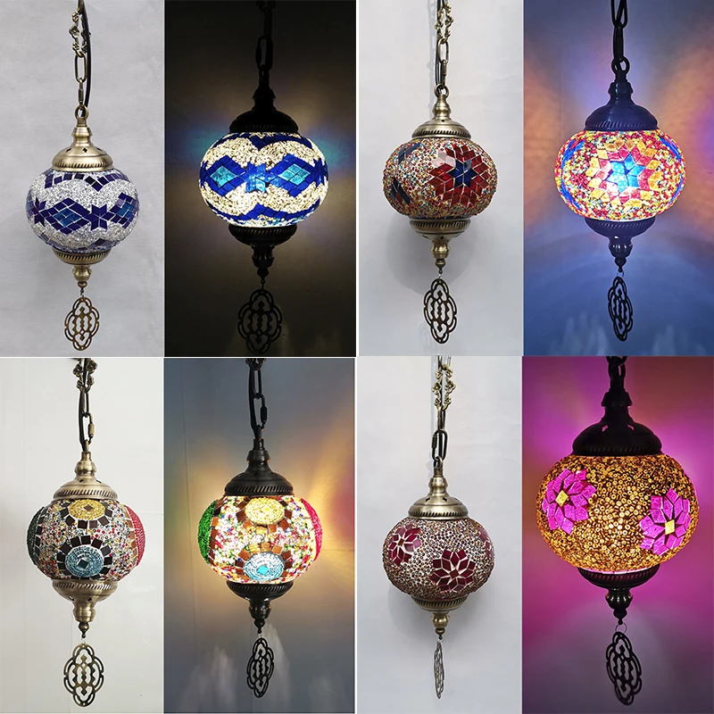 Люстра в стиле ретро средиземноморском и турецком цветная креативная стеклянная