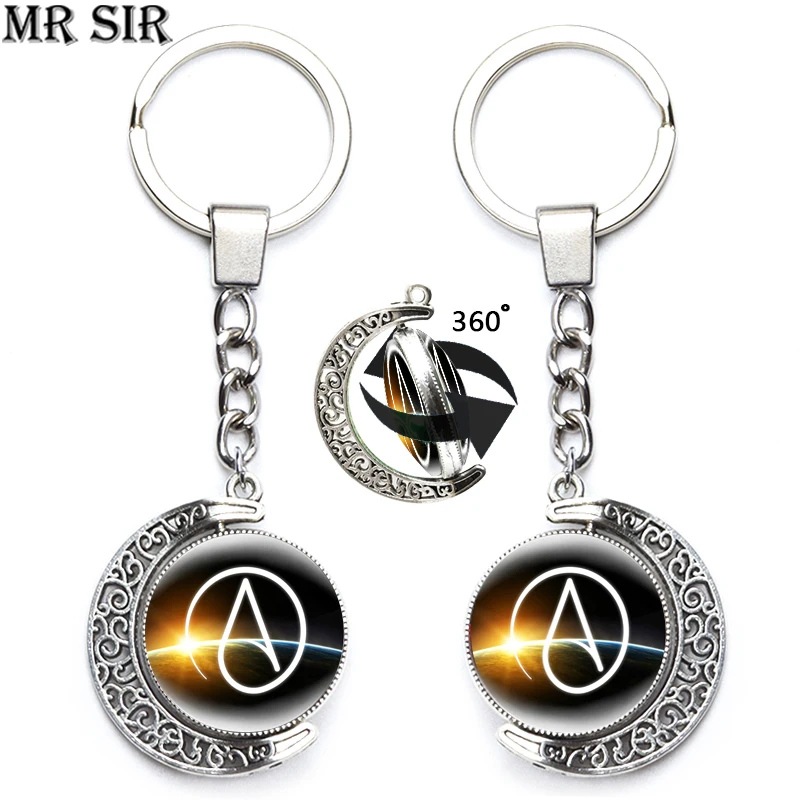 Брелок с символом атеиста поворотный брелок без религии модные брелки Луной