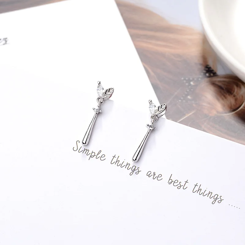 LicLiz 925 Sterling Silver Zircon Crystal Leaf Drop Earrings for Women Clear Black CZ White Gold Jewelry LE0628 | Украшения и