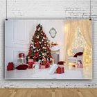 Фон для фотосъемки с изображением рождественской елки и французских окон Laeacco