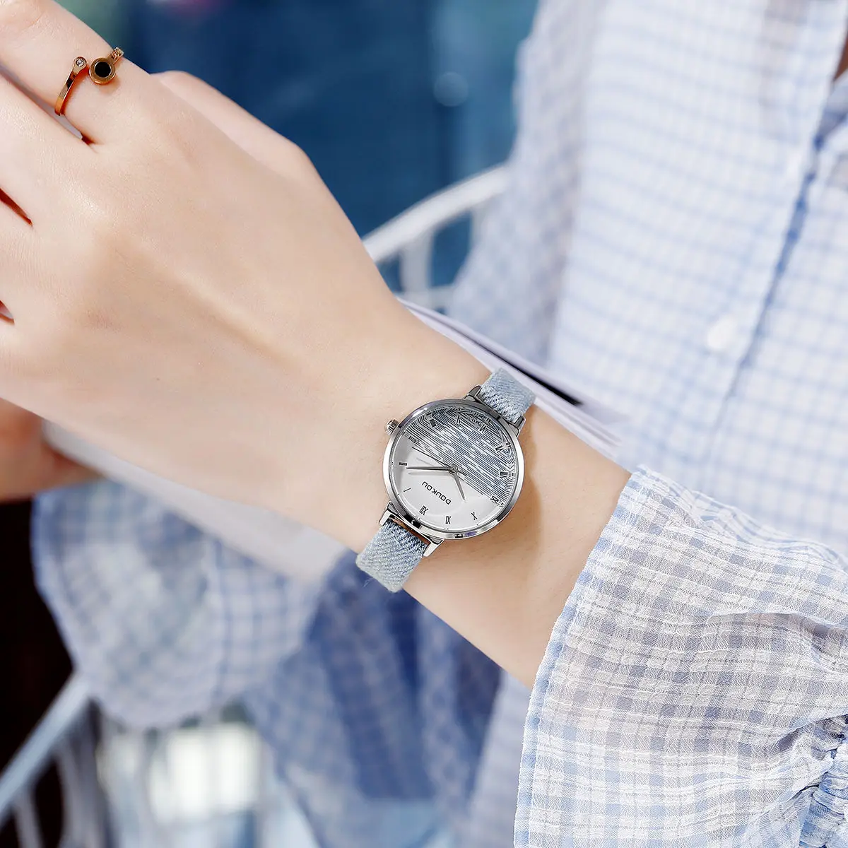 

Korean Style Denim Strap Artistic Girls' Watch Simple Mori Fresh Women's Watch Middle School Student Electronic Watch