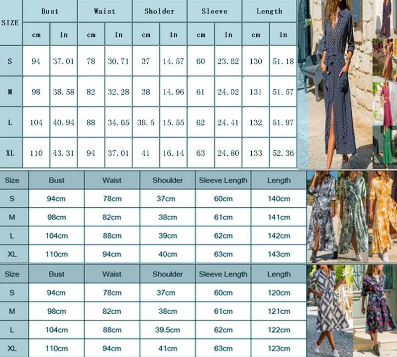 

Fashion Women Long Sleeve Boho Floral Maxi Dress Party Beach Dress Ladies Casual Autumn Loose Dress Sundress 10 Styles