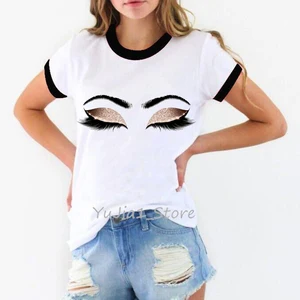 Женская футболка с принтом в виде розовых ресниц