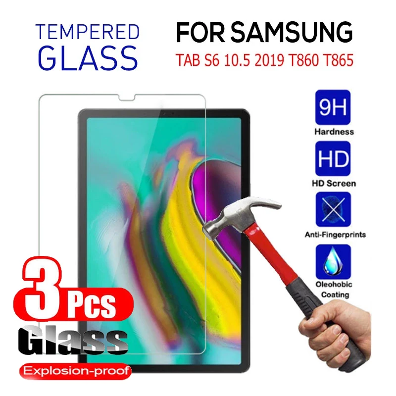 3Pcs Tempered Glass for Samsung Galaxy Tab S6 10.5 SM-T860 SM-T865 Tablet Screen Protector For Samsung T860 T865 Protective Film