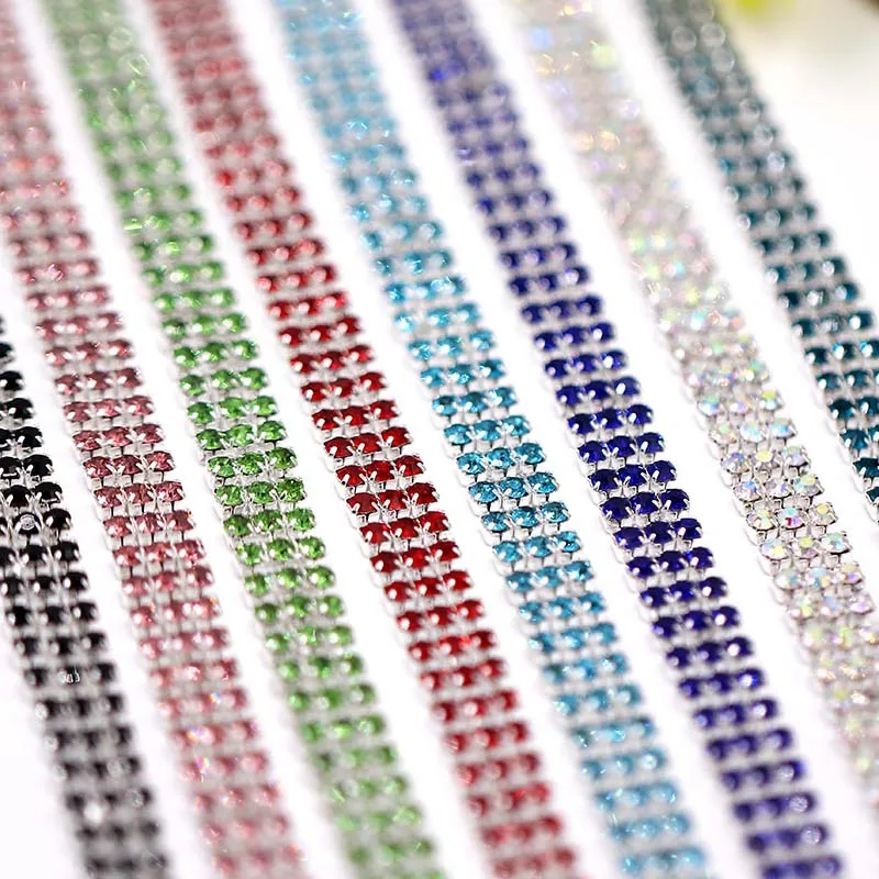 Трехрядные Кристаллы Стразы цепочка коготь аксессуары для отделки сделай сам