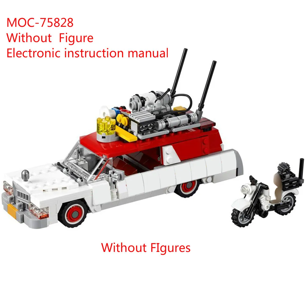 

MOC 75828-1 Ghostbusters Ecto- 1 & 2 Movie Car Set Building Blocks DIY Toy Brick Christmas Gifts For Kid Compatible 16032 Toys