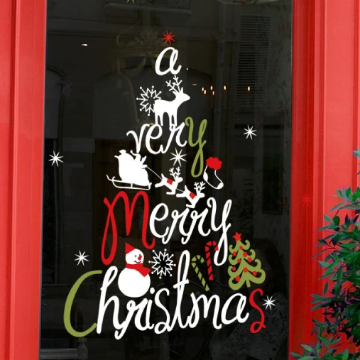 

Large Christmas Sticker X mas Decal Posters Vinyl Wall Decals Decor Mural Glass Shop Window Home Decoration