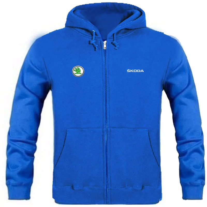 

Autumn Skoda logo brand male long sleeve solid hoodie zipper sweatshirts hoodie