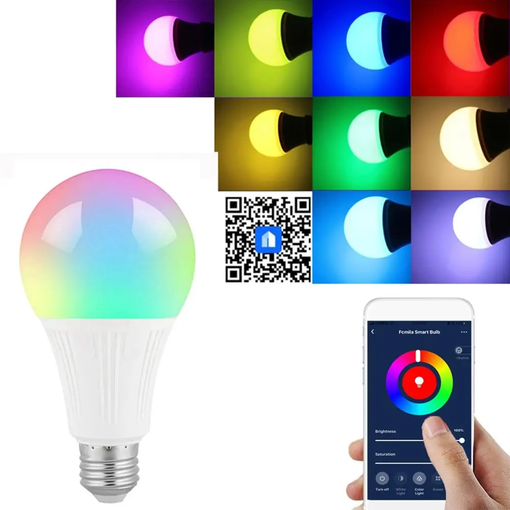 10 Вт WiFi умная лампочка RGB белый волшебный Голосовое управление LED E27/E26/B22 совместим