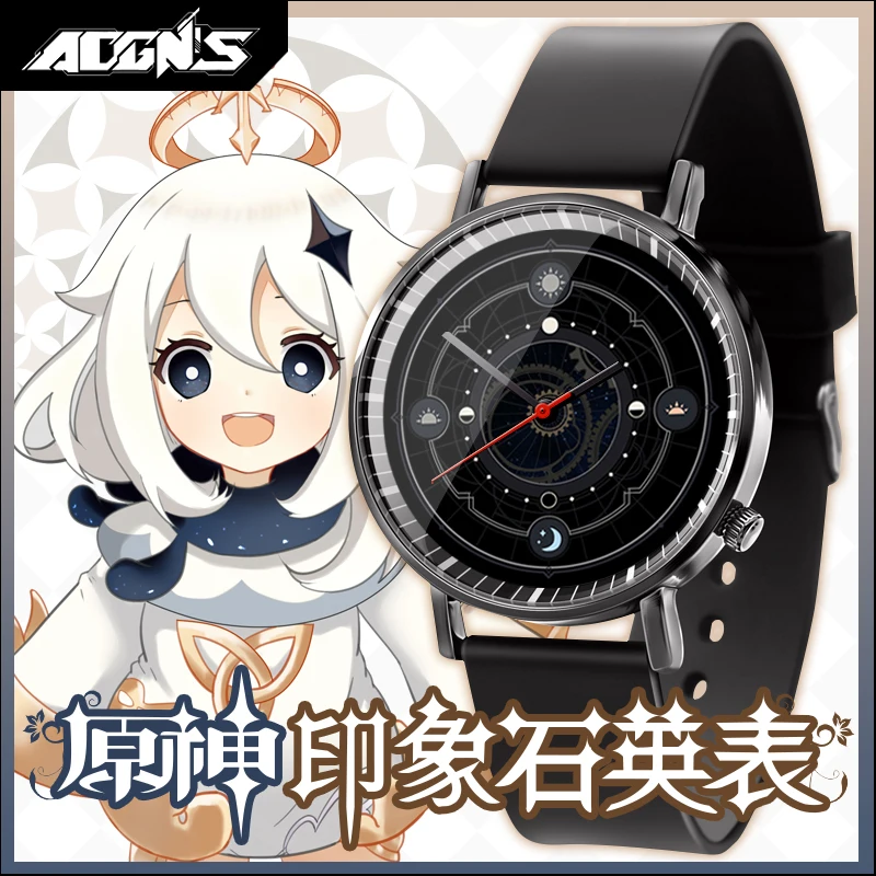 

New Anime Game Genshin Impact Paimon Klee Keqing Theme Cosplay Wrist Watch Fashion Student Xmas Couple Watches Black Guartz Gift