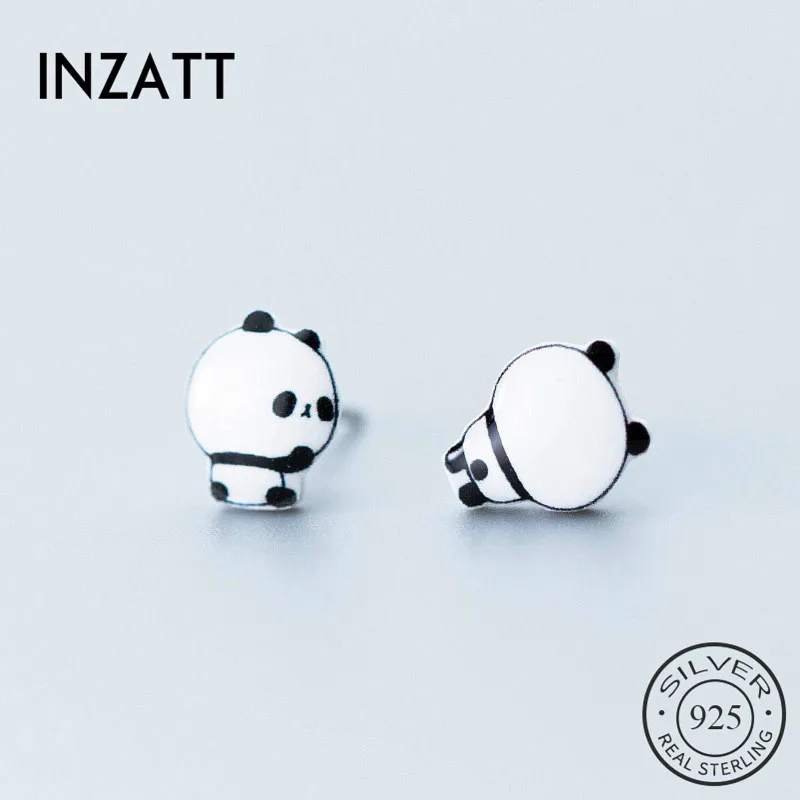 

INZATT Real 925 Sterling Silver Minimalist Panda Stud Earrings For Fashion Woman Party Cute Fine Jewelry Accessories Gift