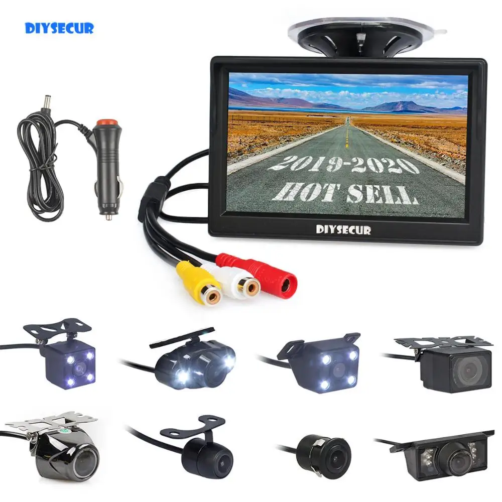 DIYSECUR 5 &quotавтомобильный монитор заднего вида Автостоянка Vedio + LED камера ночного