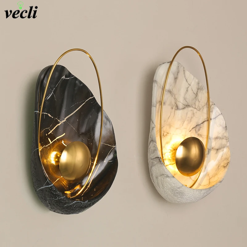

Modern Resin Wall Lamps Creative Shell Shape Bedside Led Wall Light TV Background Wall Corridor Sconce Lamp Nordic Home Deco