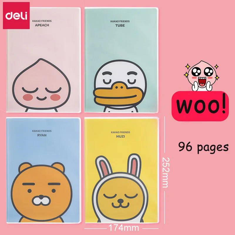 Deli Cute Notebook Cartoon Kakao Friends Blank Paper Big Size Korean Stationery School Office Supplies Diary | Канцтовары для офиса