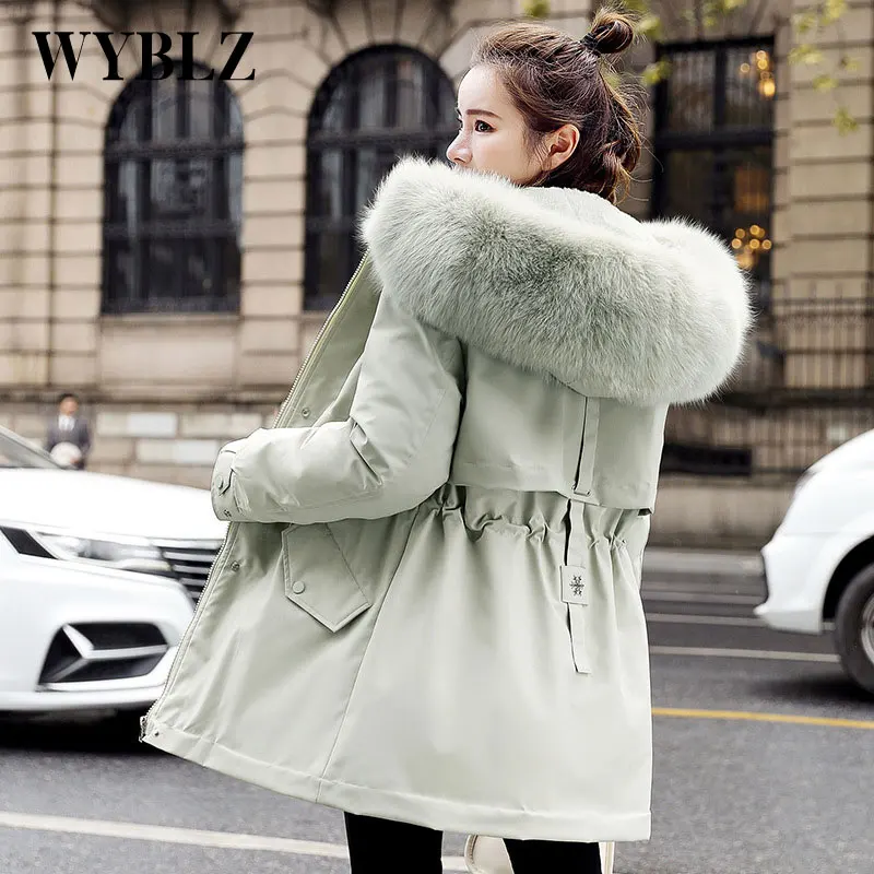 Winter Thicken Cotton Jackets Women Fashion Fur Collar Plus Velvet Parkas Female Korean Elegant Loose Zipper Women's Coat 2021