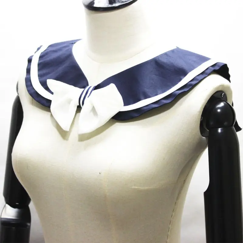 

Navy Style Bowtie Decorative Half Shirt Fake Collar Detachable Necklace Choker for students
