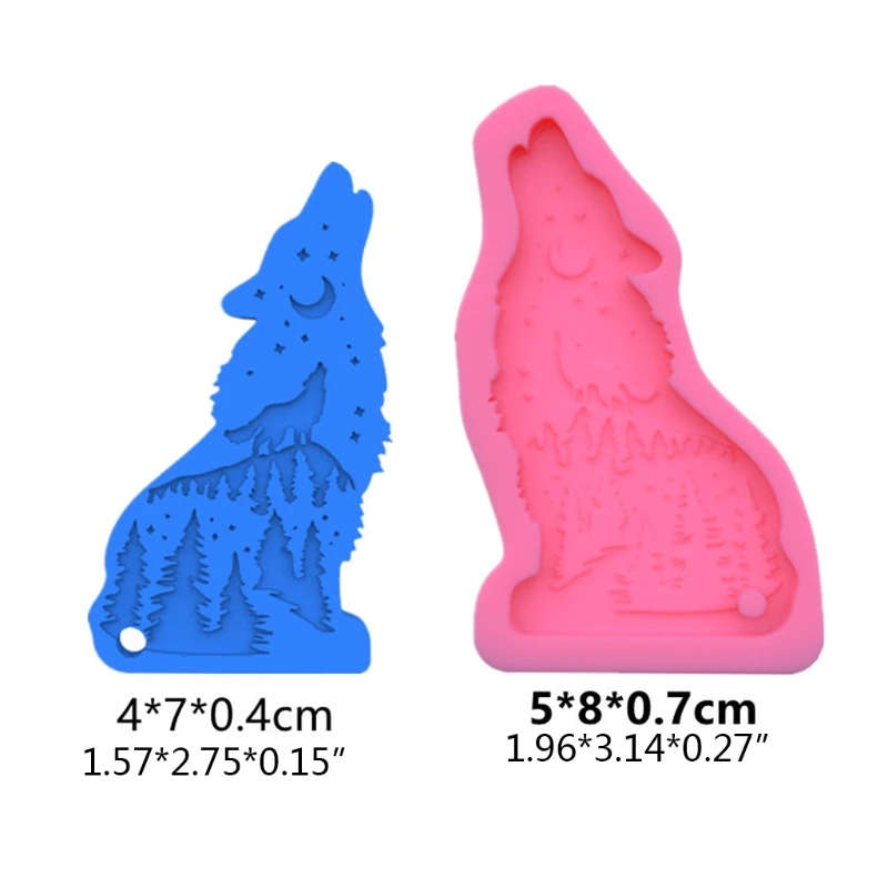Shiny Wolf Keychain Epoxy Resin Mold Necklace Pendant Silicone Mould DIY Crafts Animals Decortaion Casting Tool | Украшения и
