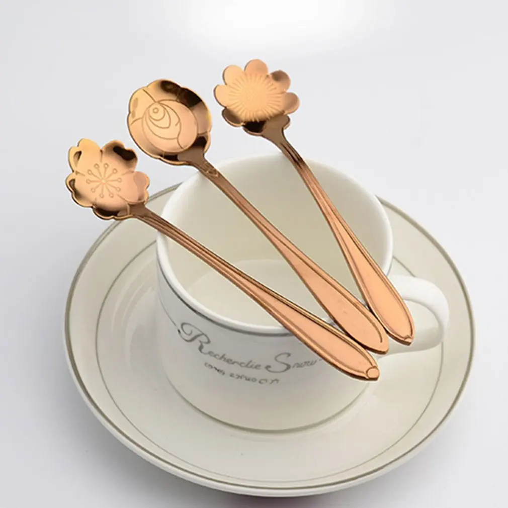 8 шт Творческие цветок Форма чайная кофейная ложка Нержавеющая сталь мороженого