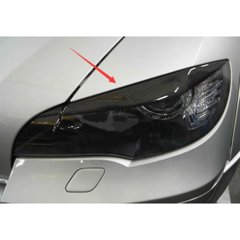 

Car Carbon Fiber Headlight Eyelid Eyebrow Cover for-BMW E71 X6 X6M 2008-2014