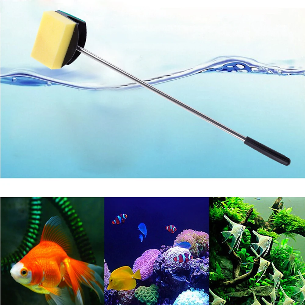 Glass Fish Tank Algae Yellow Green Double Side Sponge Aquarium Cleaning Brush Tool Accessories Fisk Tools |