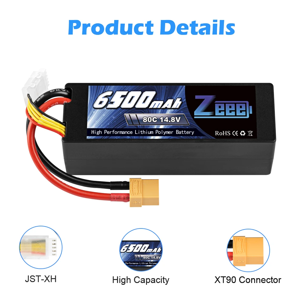 zeee 4s lipo батарея 148 v 80c 6500mah rc lipo батарея с ра