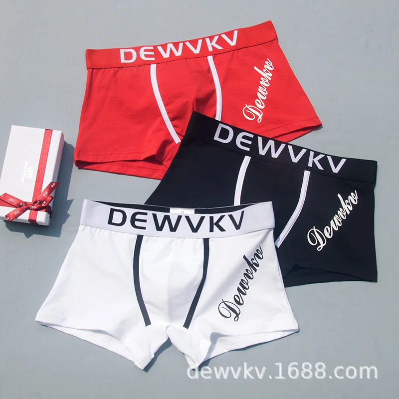 

Men's Underwear Cotton Youth Boxer Shorts Large Size Trendy Breathable Plus Fertilizer Plus Boxer Shorts Red Shorts Head