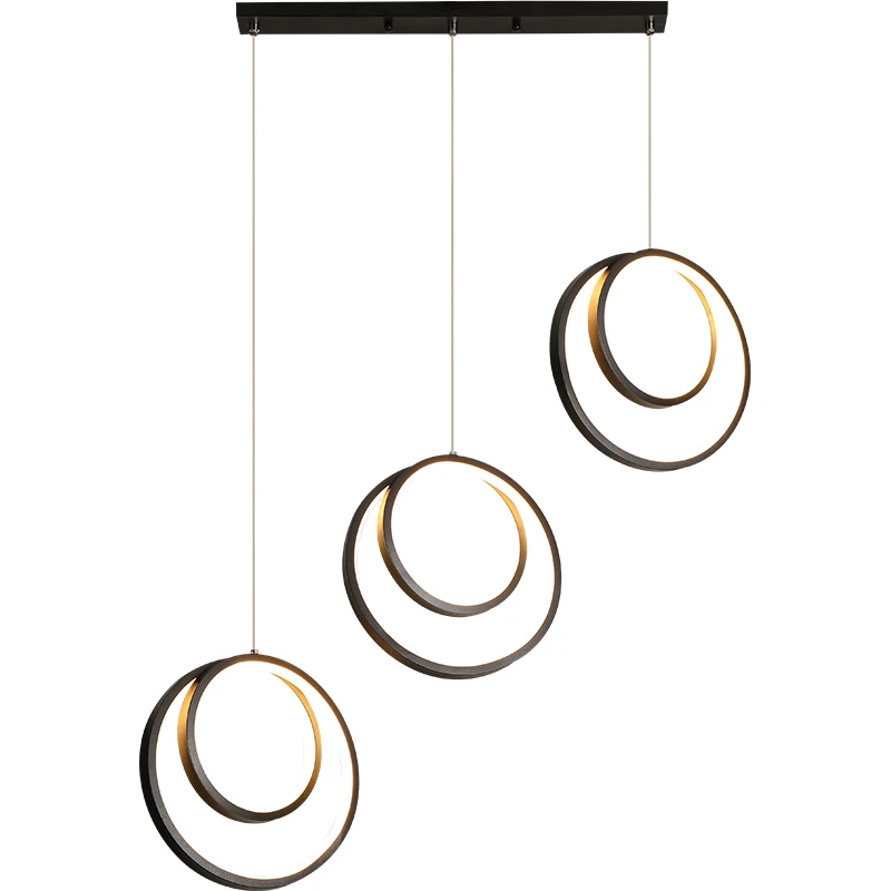 

Post modern Nordic simple three head LED lamp clothing hotel bedroom round creative hanging line lamp design sense art lamp