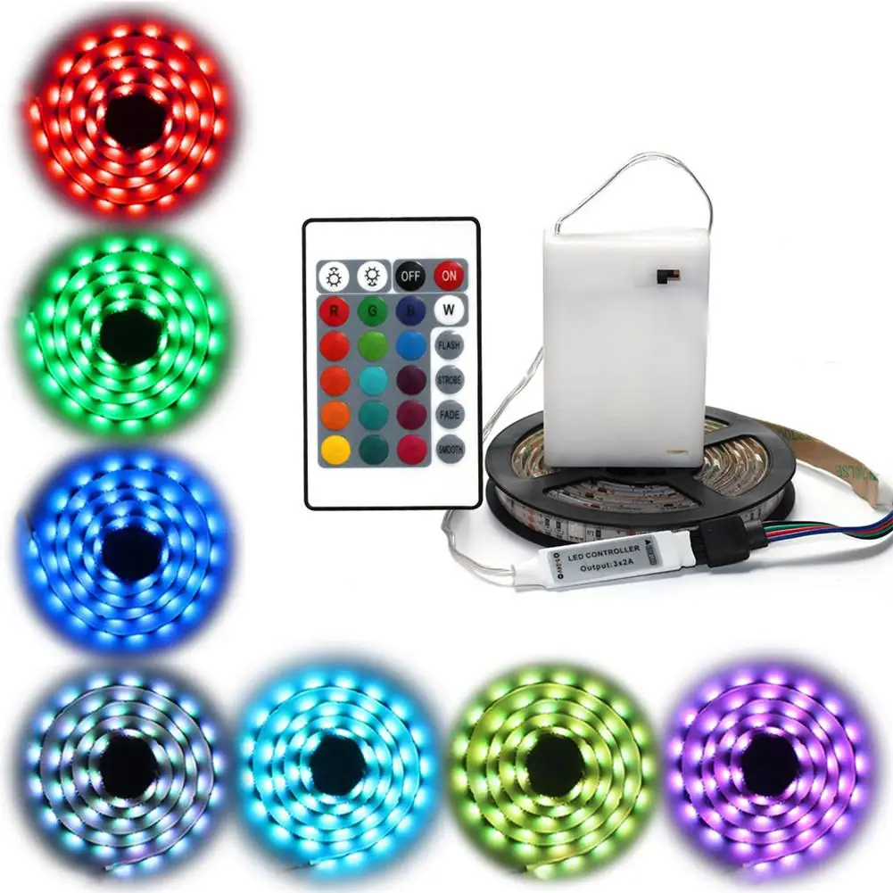 AA батарея питание RGB Светодиодные полосы света SMD5050 IP65 Водонепроницаемый пульт