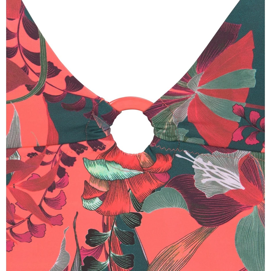 

2020 Sexy Print Floral One Piece Swimwear Women Push Up Monokini Bandage Halter Top Swimsuit Maillot De Bain Bathing Suit Women