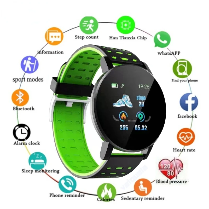 

119plus Men's Watch Sleep Monitoring Fitness Tracker Women's Watch Bluetooth for apple watch series 3 huawei relogio masculino