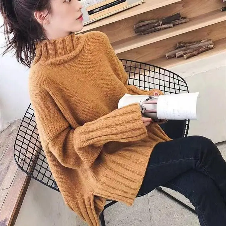 Turtleneck Women Sweater Winter Warm Female Jumper Casual Thick Sweaters Ribbed Knitted Pullover Top | Женская одежда