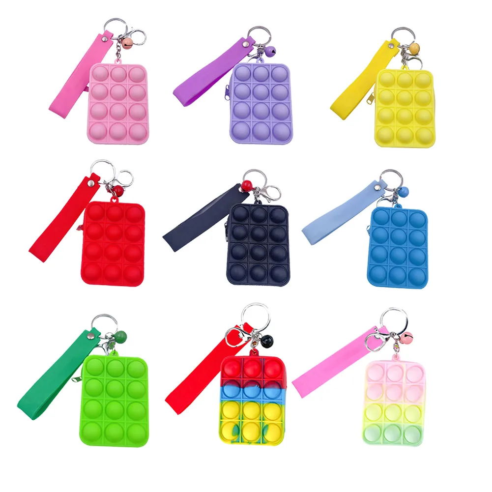 

Arrival Silicone Purse Push Bubbles Simple Dimple Toy Key Coin Bag Popper Sensory Poppet Coin Case Fidget Toys Poppet