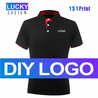mens short sleeved polo shirt with embroidery custom printed logo business casual breathable solid color breathable lapel top