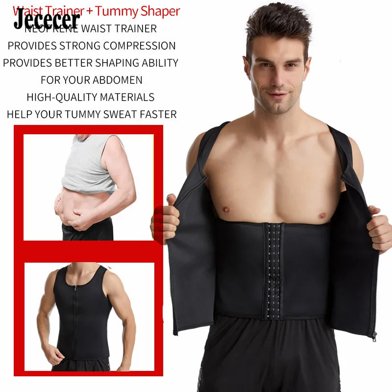 Men Sweat Body Shaper Neoprene Waist Trainer Corset Vest Slimming Shapewear With Corset Girdles For Sauna Fat Burner Workout Top