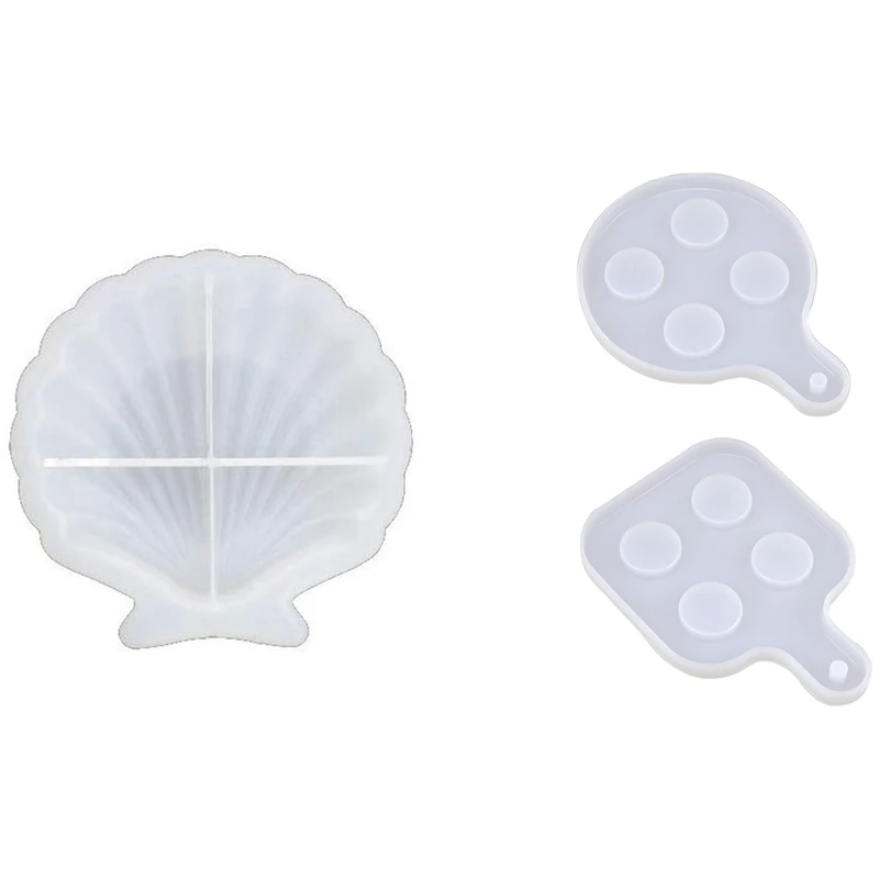 

1x Dish Resin Mold Jewelry Making Tools Shell Plate Silicone & 2x Shot Glass Serving Tray Resin Mold