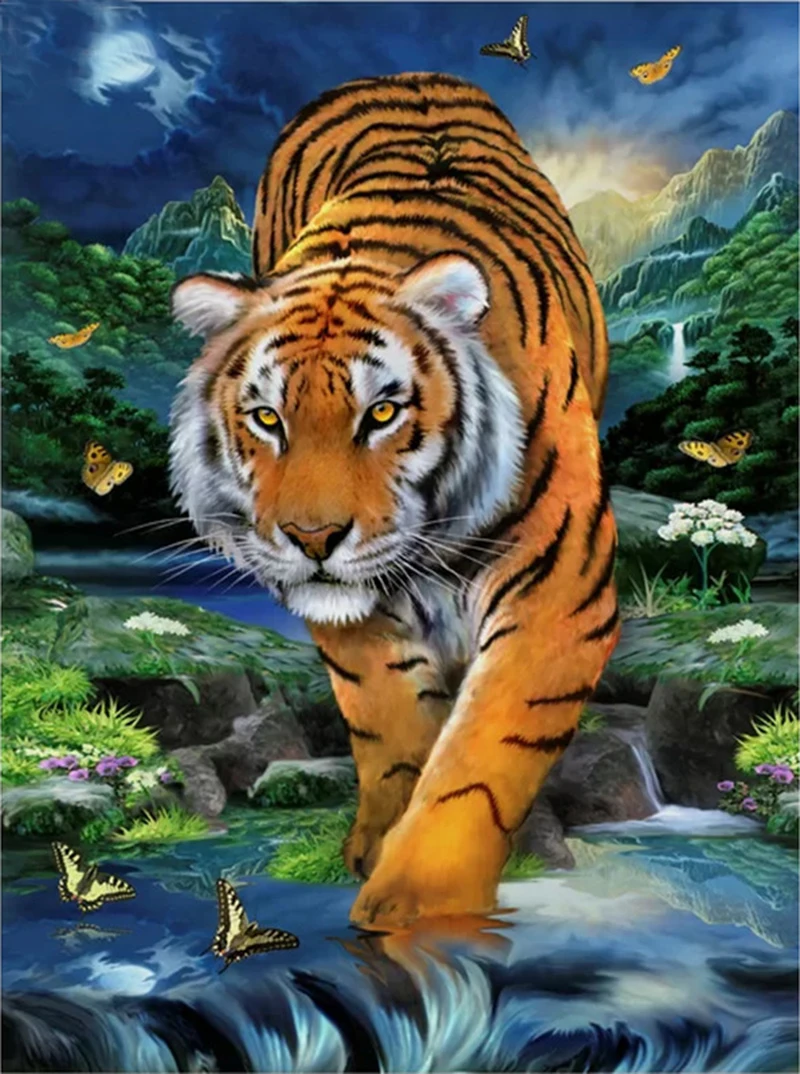Full diamond 5D DIY painting animal tiger embroidery cross stitch rhinestone mosaic artist home decoration | Дом и сад