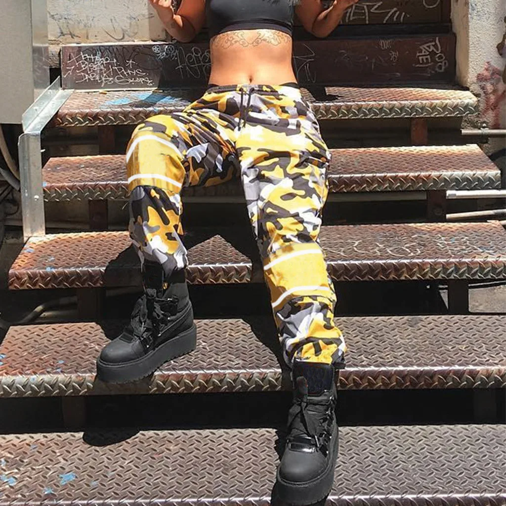 Женские камуфляжные брюки карго повседневные в стиле милитари Свободные