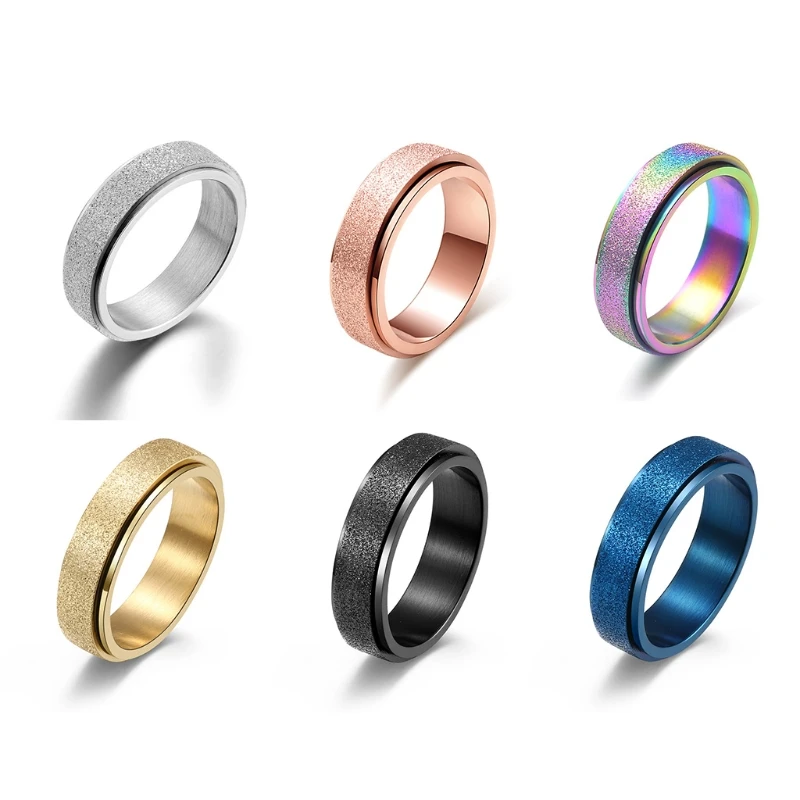 

Fashion Stainless Steel Spinner Ring Sand Blast Finish Stress Relief Adult Kids Toy