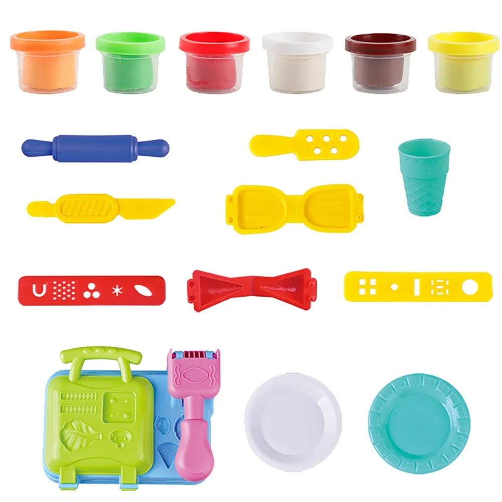 DIY Hamburger Plasticine Noodle Machine Cone Mold Kitchen Toys Children Color Clay Handmade Cloud Slime simulation hamburger | Игрушки и
