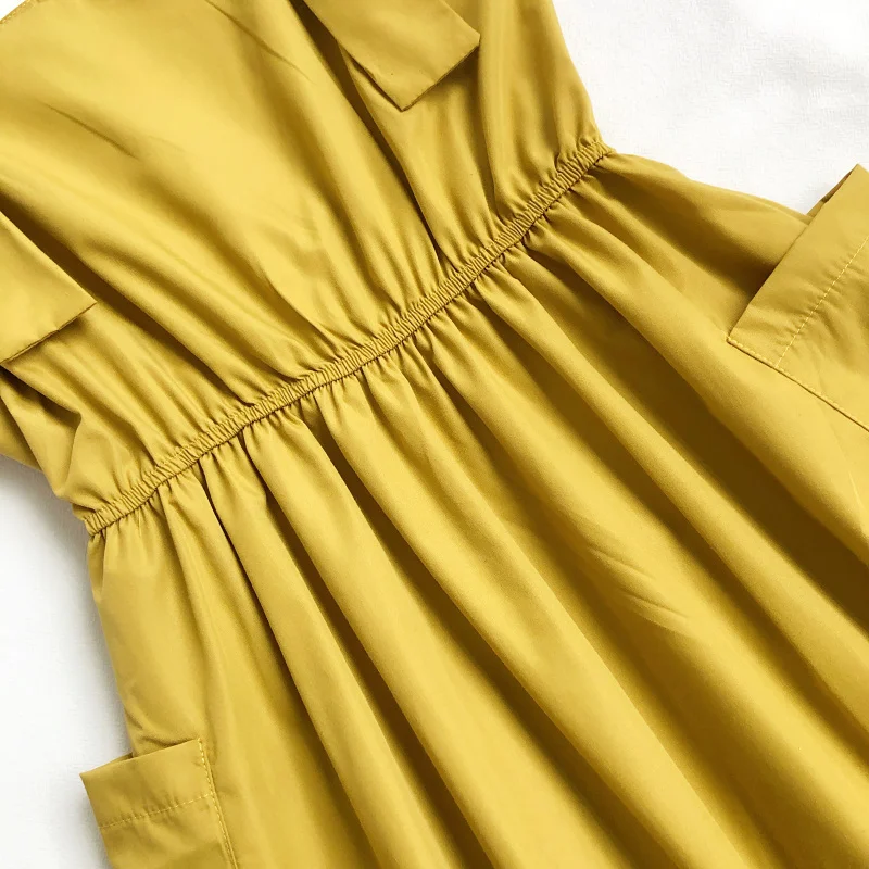 FTLZZ Summer New Arrival Women Sweet Strap Mid-length Dress Ladies Casual Solid Loose High Waist A-line Dresses | Женская одежда