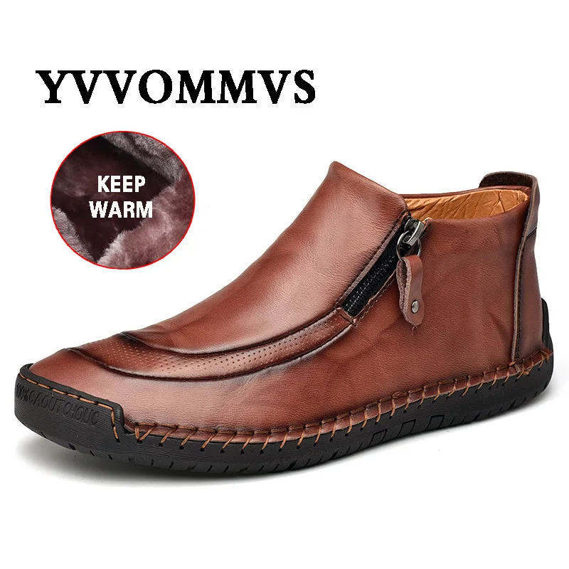 Новинка Мужская кожаная обувь Сезон осень-зима Ручная работа Мягкая