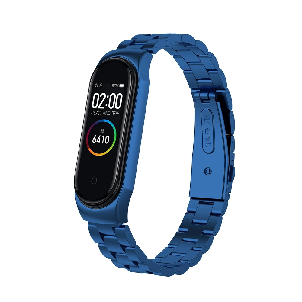 HANGRUI браслет для Xiaomi Mi Band 4 5 ремешок умных часов band металлический из нержавеющей